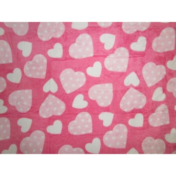 New Pink Valentine's Day Hearts Plush Fleece Throw GIFT Blanket Heart Love SOFT - Picture 2 of 5